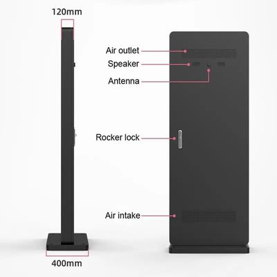 Monitor LCD da esterno da 65 pollici ad alta luminosità con protezione IP65 e ampio intervallo di temperatura operativa