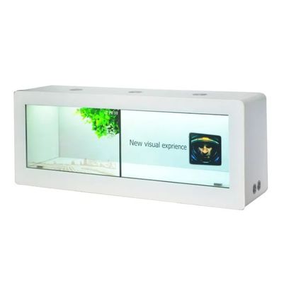 Vitrina LCD trasparente da 55 pollici con tocco capacitivo e armadietto LCD a parete di splicing 1x2
