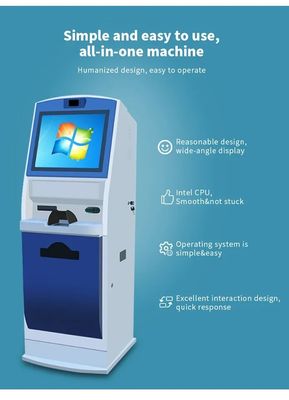 Chiosco self-service con touchscreen da 19 pollici, lettore di carte d'identità e stampante A4