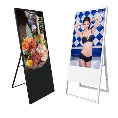 Display pubblicitario LCD portatile da 43 pollici da terra con risoluzione 1920 x 1080 per fiere e negozi