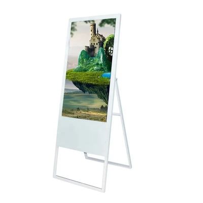 Display pubblicitario LCD portatile da 43 pollici da terra con risoluzione 1920 x 1080 per fiere e negozi