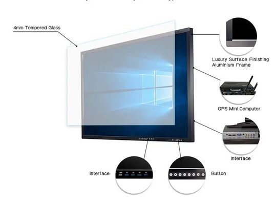 55 pollici Smart Touch Screen Interattivo pannello piatto con rapporto di aspetto 16:9 e 10 punti di tocco