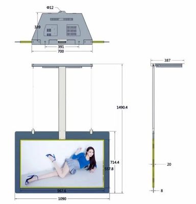 55 pollici doppio schermo display LCD pubblicitario ad alta luminosità con luminosità di 1500 nits