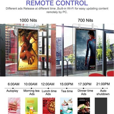 55 pollici doppio schermo display LCD pubblicitario ad alta luminosità con luminosità di 1500 nits