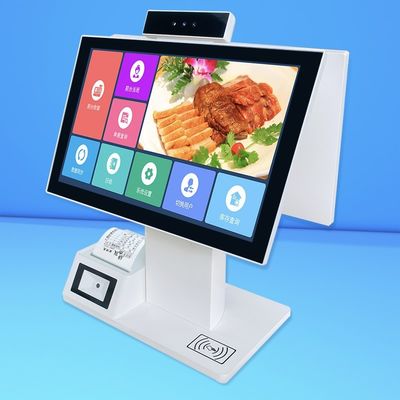 Desktop self-service touch screen chiosco di ordinazione cassaio a doppio schermo