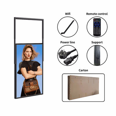 Installazione appesa Display pubblicitario ad alta luminosità Materiale di ferro Wifi Informazioni rilasciate