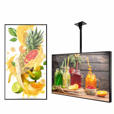 Display pubblicitario ad alta luminosità con luminosità di 3000 Nits per segnaletica digitale a finestre con ampio intervallo di temperatura e installazione pendente