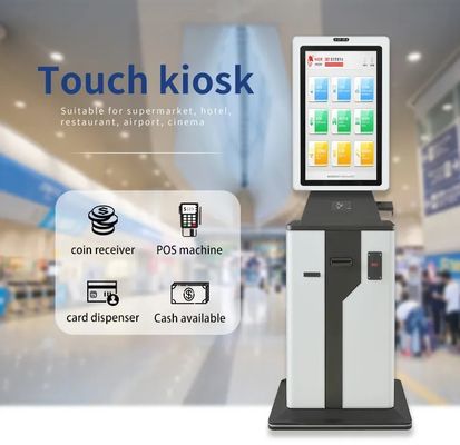 Chiosco self-service personalizzabile con touchscreen, dispenser di carte motorizzato e design a bassa manutenzione