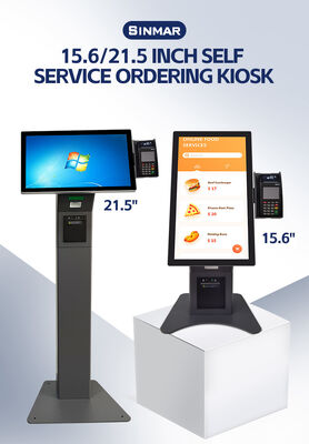 Chiosco Self-Ordering da 21,5 pollici con supporto multilingue e pannello in vetro temperato con custodia in metallo