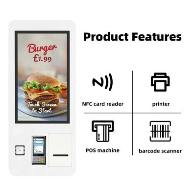 Chiosco Self-Ordering LCD da 32 pollici con montaggio a parete e garanzia di 3 anni per fast food e vendita al dettaglio