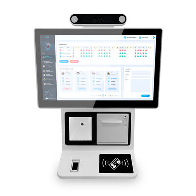 Chiosco Self Check-in da Desktop con Schermo Capacitivo a 10 Punti Android o Windows Opzionale Personalizzabile e Comunicazione WiFi per la Gestione dei Visitatori