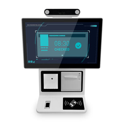 Chiosco Self Check-in da Desktop con Schermo Capacitivo a 10 Punti Android o Windows Opzionale Personalizzabile e Comunicazione WiFi per la Gestione dei Visitatori