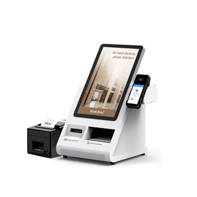 Chiosco di self-check-in Android POS con scanner per passaporti e distributore di carte per hotel