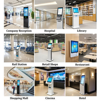 Chiosco di self-check-in Android POS con scanner per passaporti e distributore di carte per hotel