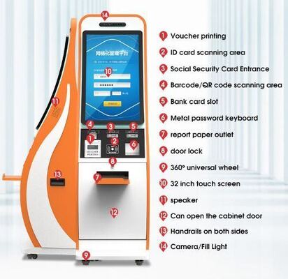 Chiosco Self Check-in con Monitor Touch da 21,5/32 pollici con sistema operativo Android/Windows e connettività WiFi/Ethernet/Bluetooth/3G/4G