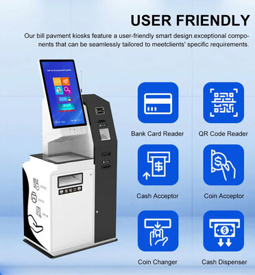 Chiosco self-service con schermo a tocco a 10 punti, colore personalizzato e montaggio a parete a terra