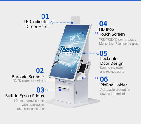 21.5 Inch Capacitive Touch 10 Point Self Service Kiosk with Multi-OS Support for Payment Terminal