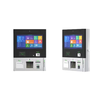 Chiosco per hotel montato a muro con schermo touch a risoluzione 1920x1080 e stampante termica per il check-in