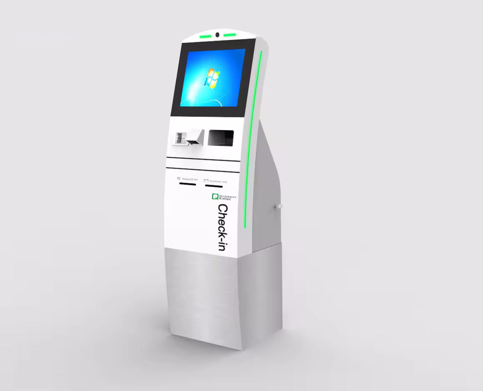 Chiosco touch screen da 19 pollici con Windows 10 e scanner di codici a barre per il sistema POS self-service
