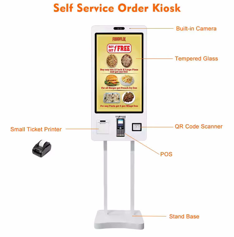 Chiosco Self-Ordering Personalizzabile con Branding, Ingresso AC 110-240V e Riconoscimento Facciale Opzionale
