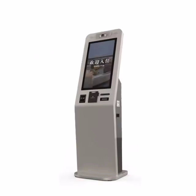 Chiosco di autocontrollo a schermo tattile con sistema integrato di emissione di carte di disturbo, ricevitore di contanti e interfaccia multilingue