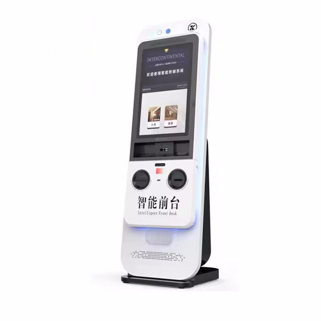 Self-service check in kiosk con lettore di carte motorizzato per un check in semplificato