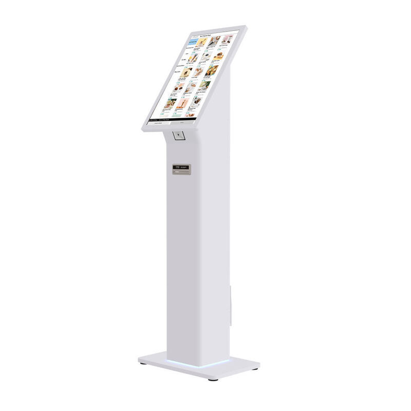 Self Checkin Kiosk con lettore di carte d'identità QR Code, sistema operativo Windows 10 e luci a LED personalizzabili per un efficiente check-in dei clienti